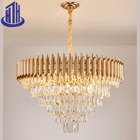 Light Luxury Grinding Gold Cut Crystal Simple Post-Modern Chandelier (D066)