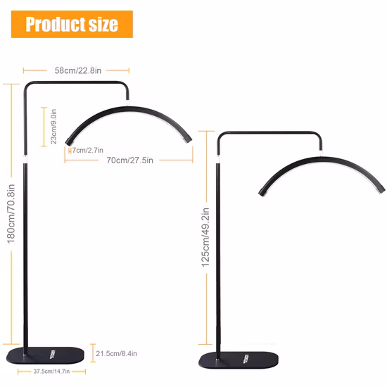 Lámpara de pie de piso ajustable con brillo de 45W para extensión de pestañas, luz LED para salón de belleza y cuidado de la piel