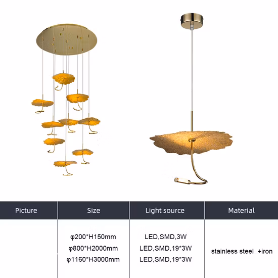 Lámpara de araña moderna de acero inoxidable con flor LED grande Dlss