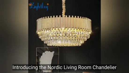 Venta al por mayor, precio al por mayor, decoración moderna para el hogar, sala de estar, Hotel, revestimiento cilíndrico de hierro, iluminación colgante dorada de lujo, candelabro de cristal