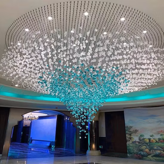 Lámpara de cristal decorativa moderna de la ingeniería del vestíbulo del hotel de la luz de piedra de la lámpara de encargo